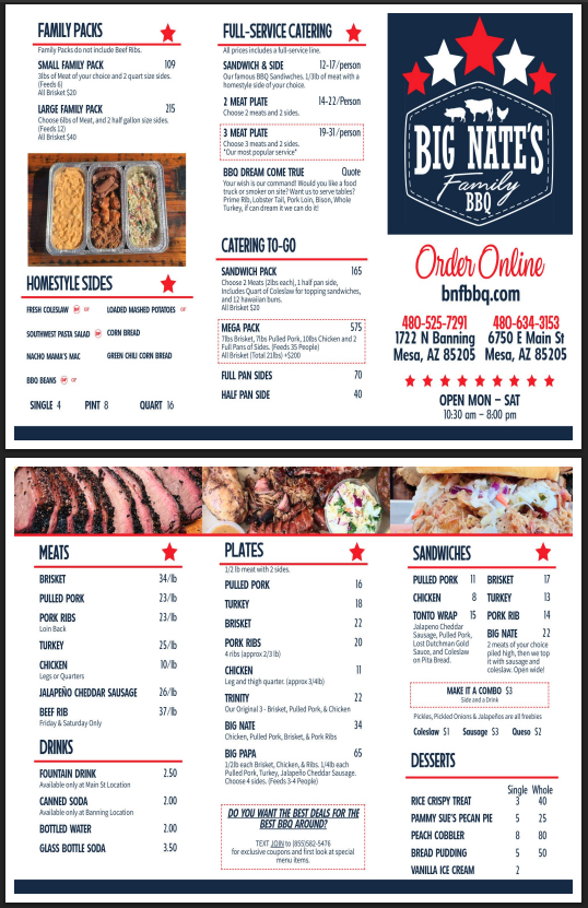 Menu Big Nate's Family Bbq-1
